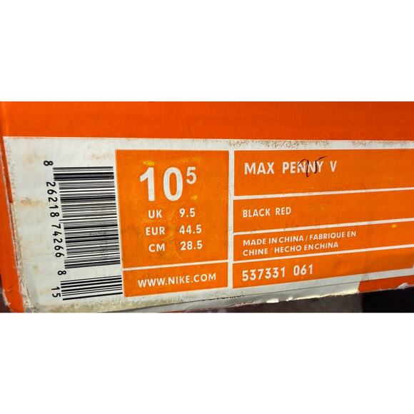 Nike Air Max Penny V Black Red Sneakers Men’s 10.5 Basketball Shoes - Picture 8 of 12